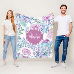 Elegante Lila und blaue, sukkulente Blüte mit Name Fleecedecke