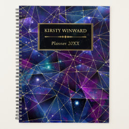 Elegante Lila und Blue Midnight Crystal Galaxy Planer