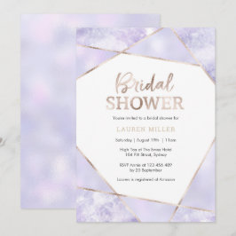 Elegante Lila und Goldbridal-Dusche Einladung