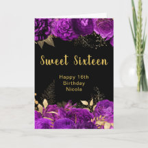 Elegante lila und goldene Blumen Sweet Sixteen