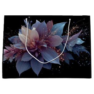 Elegante lila und goldene Fantasy-Blumenanordnung Große Geschenktüte