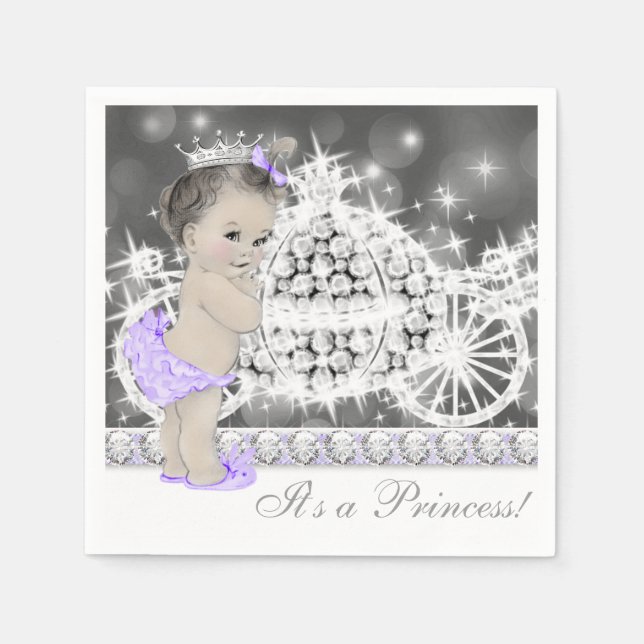 Elegante Lila und graue Princess Baby-Dusche Serviette (Vorderseite)