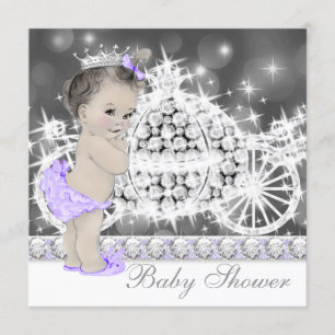 Elegante lila und graue Prinzessinnen-Baby-Party Einladung