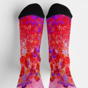 Elegante lila und orange Limelight Hortensie Socken