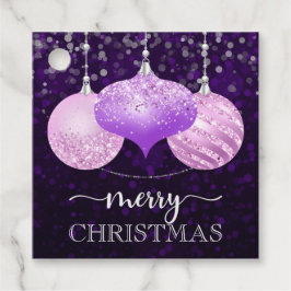 Elegante Lila und rosa Baubles Frohe Weihnachten Geschenkanhänger