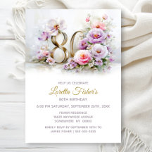 Elegante lila und rosa Blumenparty zum 80. Geburts