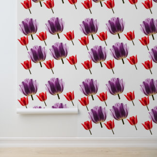 ELEGANTE LILA UND ROTE TULIP BLUME TAPETE