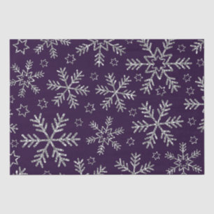 Elegante lila und silberne Schneeflocken Weihnacht Seidenpapier