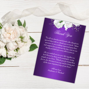 Elegante Lila und weiße Blumenhochzeit Vielen Dank Dankeskarte