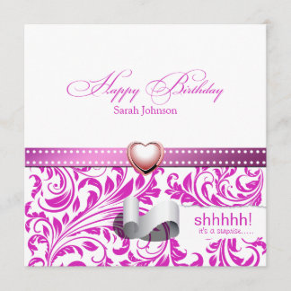 Elegante Lila und weiße Damaskus Einladung