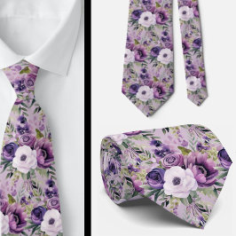 Elegante Lila und weiße Flora Neck Ties Krawatte