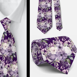 Elegante Lila und weiße Flora Neck Ties Krawatte