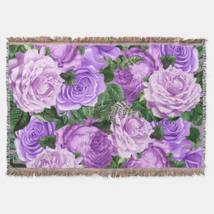 Elegante lila Vintage-Blumenrosen Decke