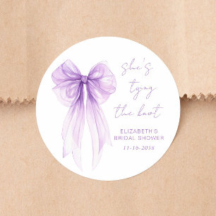 Elegante lila Wasserfarbe-Bow-Schmuck Hochzeitspar Runder Aufkleber