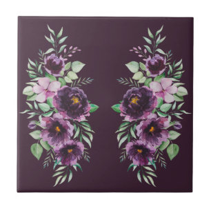Elegante lila Wasserfarbe Wisteria blaue Blumen Fliese