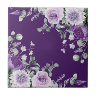 Elegante lila Wasserfarbe Wisteria blaue Blumen Fliese