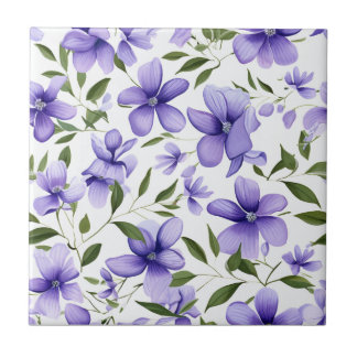 Elegante lila Wasserfarbe Wisteria blaue Blumen Fliese