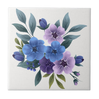 Elegante lila Wasserfarbe Wisteria blaue Blüten Fliese