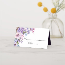 Elegante Lila Wasserfarbenhochzeit Platzkarte