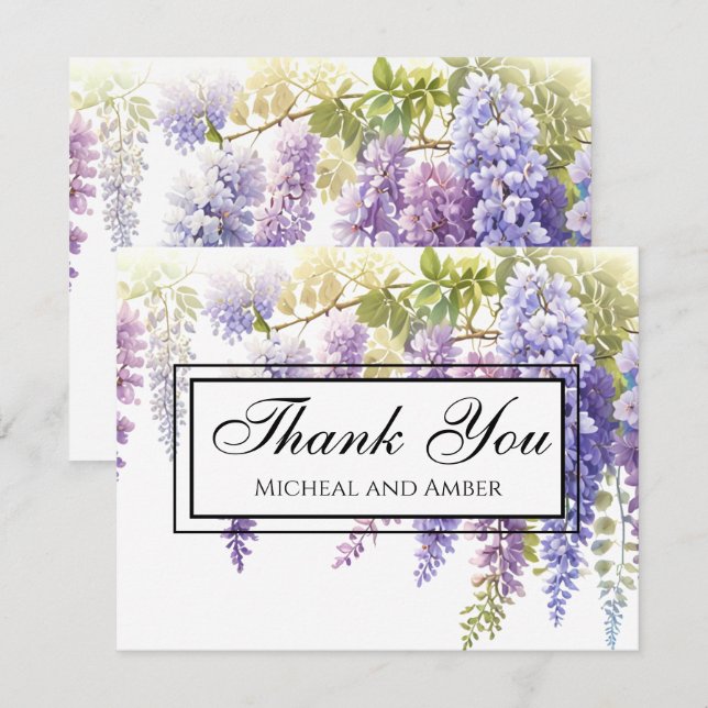 Elegante, lila Wasserfarbenwisteria Dankeskarte (Vorne/Hinten)
