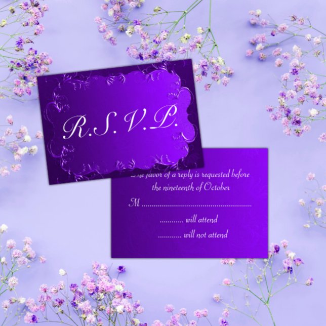 Elegante Lila Wedding RSVP Karte (Von Creator hochgeladen)