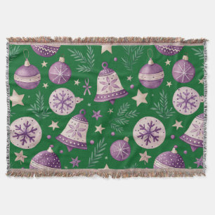 Elegante lila Weihnachtsglocken-Wurfdecke Decke