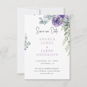 Elegante lila weiße Hochzeit Rettet unser Datum Save The Date