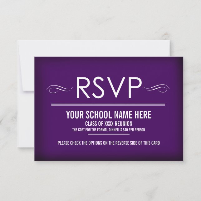 Elegante Lila Wiedersehen-RSVP-Karten Einladung (Vorderseite)