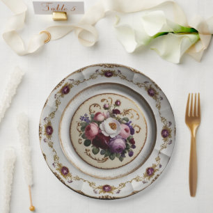 Elegante lila Wildblume Blumenhochzeit Pappteller