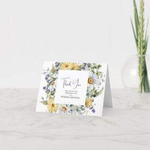 Elegante Lila Wildblume Hochzeit Dankeskarte