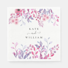 Elegante Lila Wildblumen Serviette