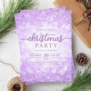 Elegante Lila Winter Diamonds Weihnachten Einladung