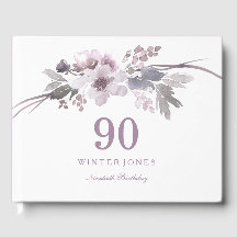 Elegante Lila Winter Floral 90. Geburtstagsparty