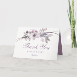 Elegante Lila Winter Floral Wedding Vielen Dank Dankeskarte