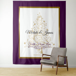 Elegante Lila Winterhochzeit Wandteppich