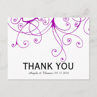 Elegante Lila Wirbel Hochzeit Vielen Dank Postkarte
