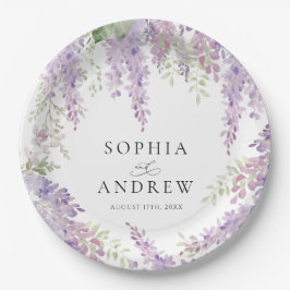 Elegante Lila Wisteria Blume Hochzeit Pappteller