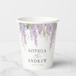 Elegante Lila Wisteria Blume Papier Cups Pappbecher