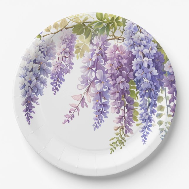 Elegante lila Wisteria lila Pappteller (Vorderseite)