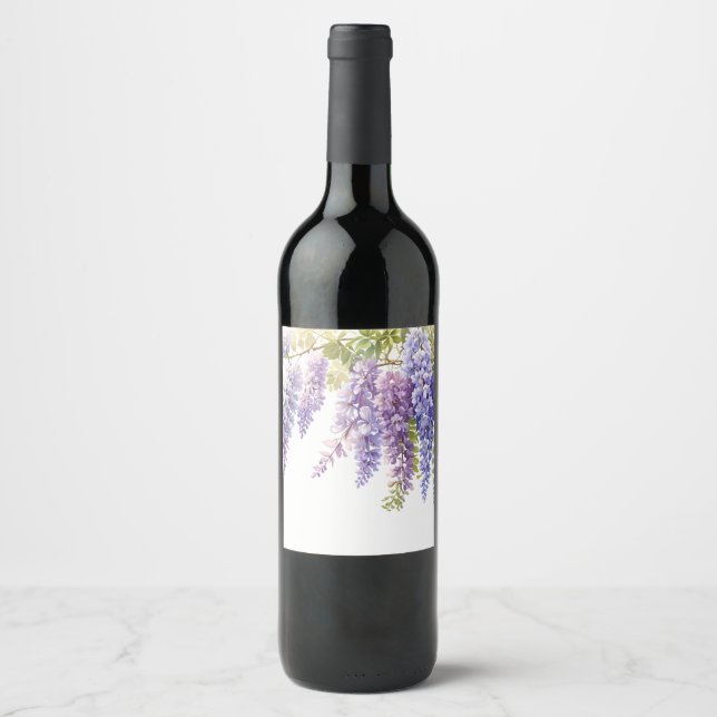 Elegante lila Wisteria lila Weinetikett (Vorderseite)
