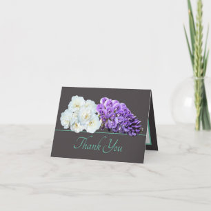 Elegante lila Wisteria und weiße Rosen Danke Karte