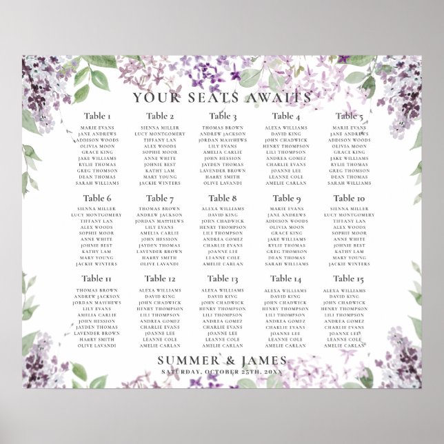 Elegante Lilac Lila Blumenzwiebelkarte Poster (Vorne)