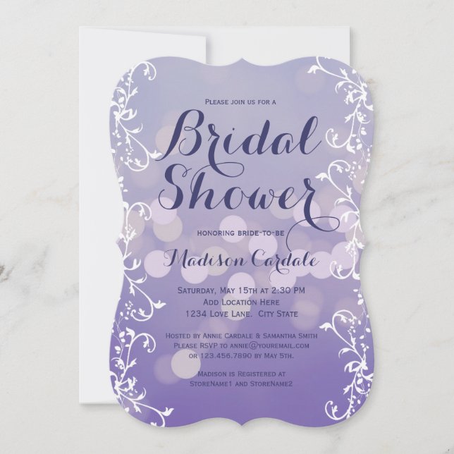 Elegante Lilac Lila Bridal Dusche Einladungen (Vorderseite)