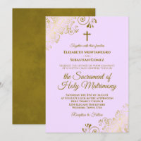 Elegante Lilac Lila Gold Moderne katholische Hochz