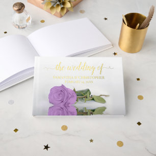 Elegante Lilac Lila Rose Kleine Hochzeitsreise Gästebuch
