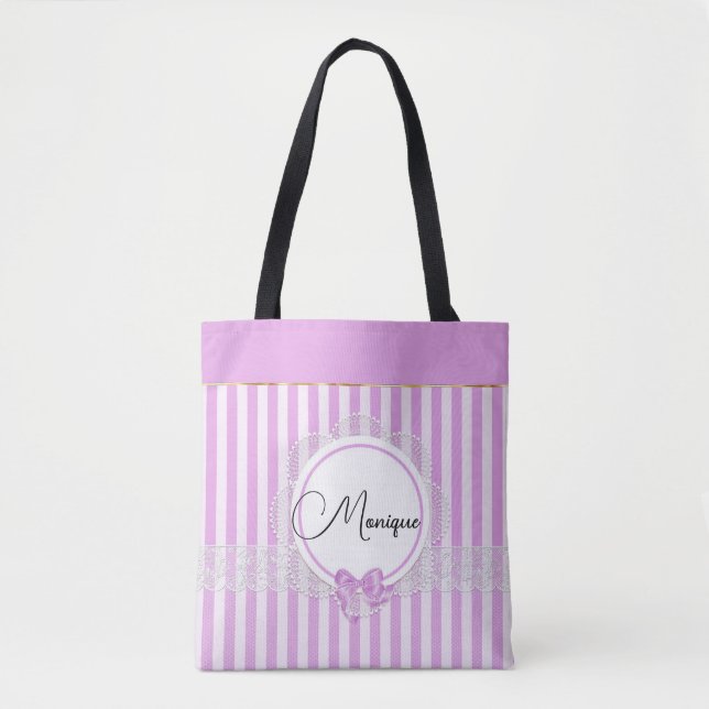 Elegante Lilac Motif mit Imitate Lace Tasche (Vorderseite)