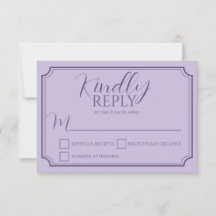 Elegante Lilac Script Wdding Response Card
