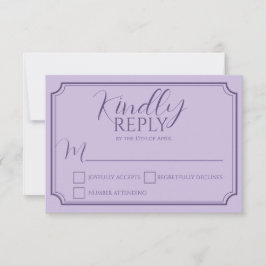 Elegante Lilac Script Wdding Response Card RSVP Karte