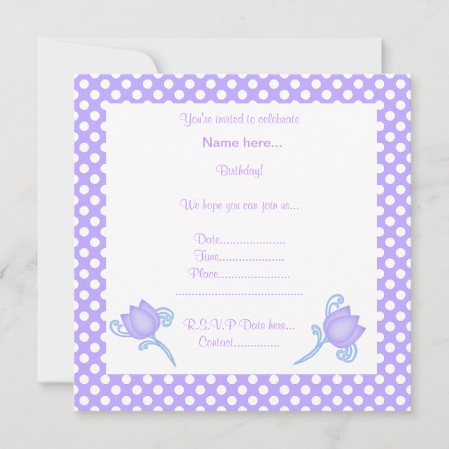 ELEGANTE LILAC SPOT TULIP-PARTY EINLADUNG (Vorderseite)