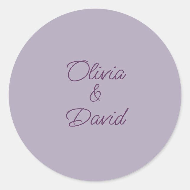Elegante lilac Wedding Runder Aufkleber (Vorderseite)